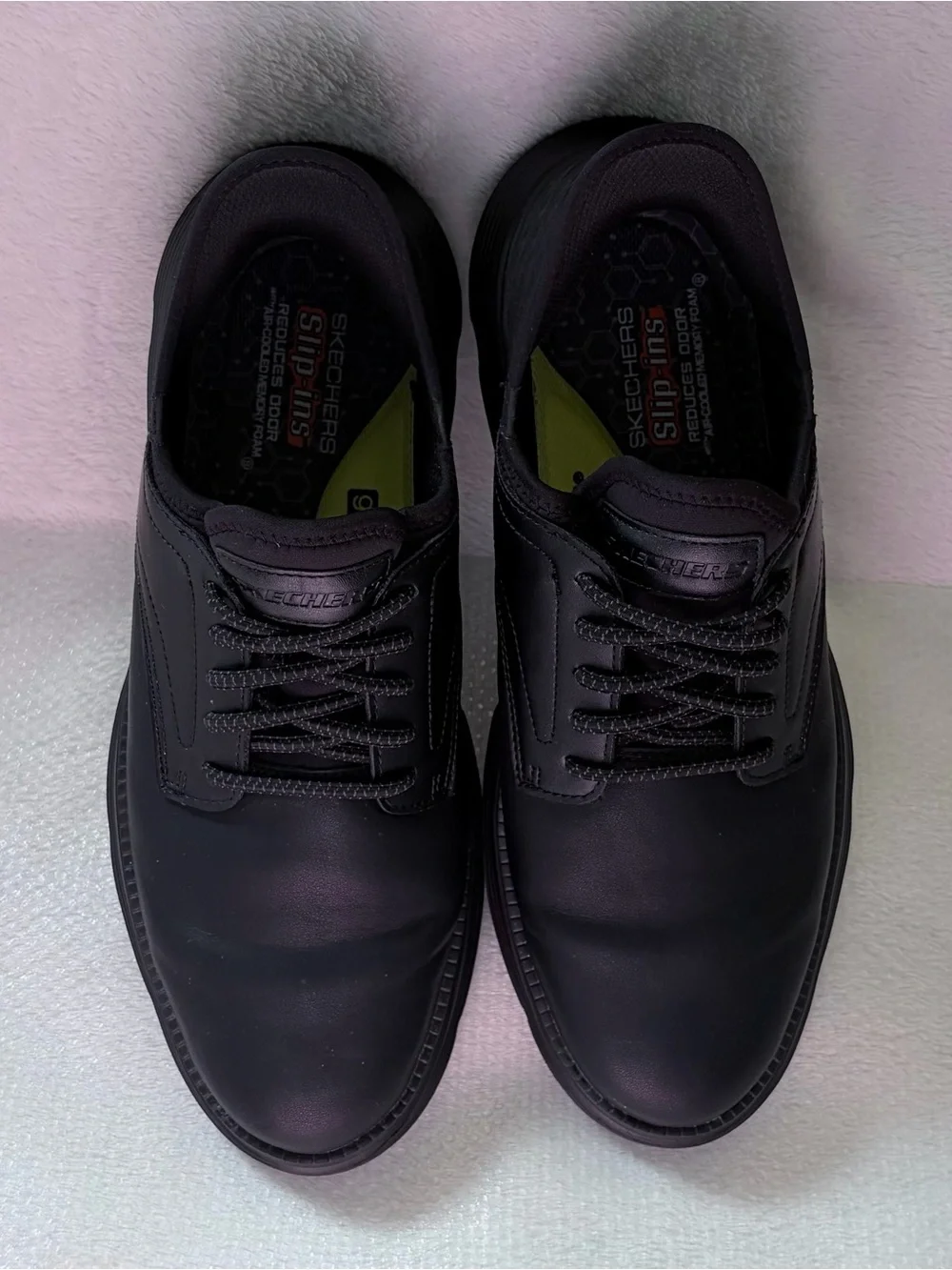 Skechers Black  Leather‎ Men's Slip-Ins Casual Loafer Sz 13